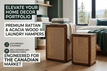 Elevate Your Home Decor Portfolio: Premium Rattan and Acacia Wood Laundry Hampers Engineered for the Canadian Market